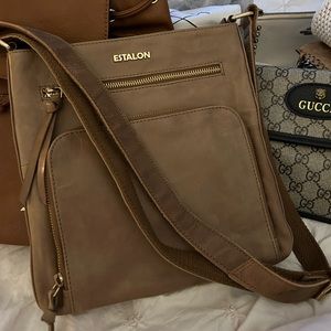 Estalon 100% Leather Roomy Crossbody Bag Lots of Pockets Adjustable Strap